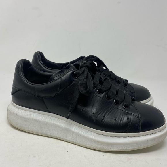 Alexander McQueen Larry Black Leather Platform Sneakers Size 41 - Picture 1 of 13